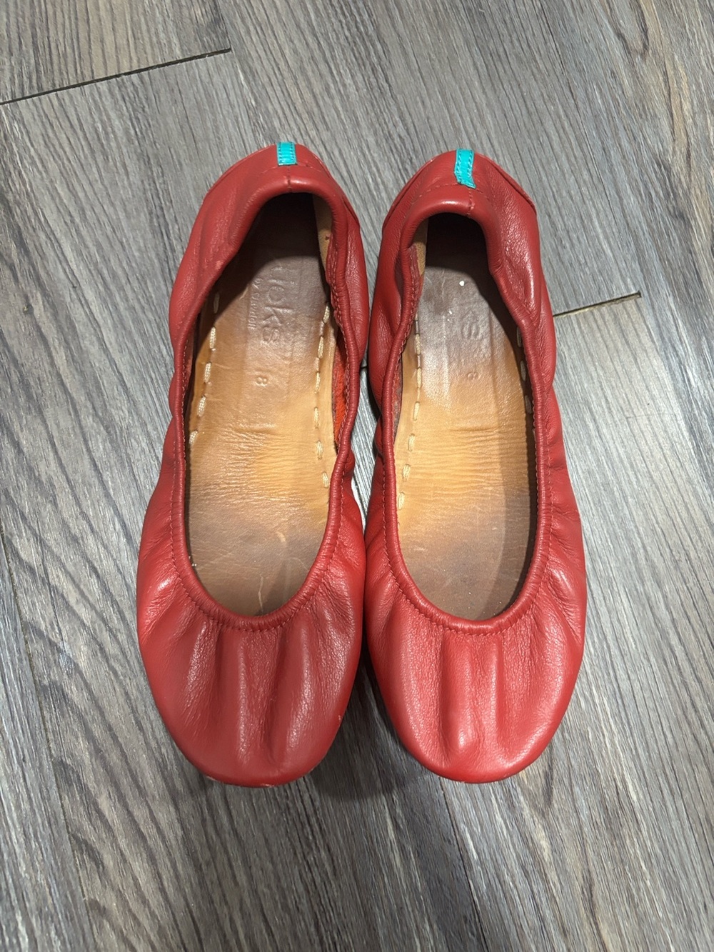 Tieks Leather Ballet Flats in Red Berry Pink Ballerina Shoes Size 8